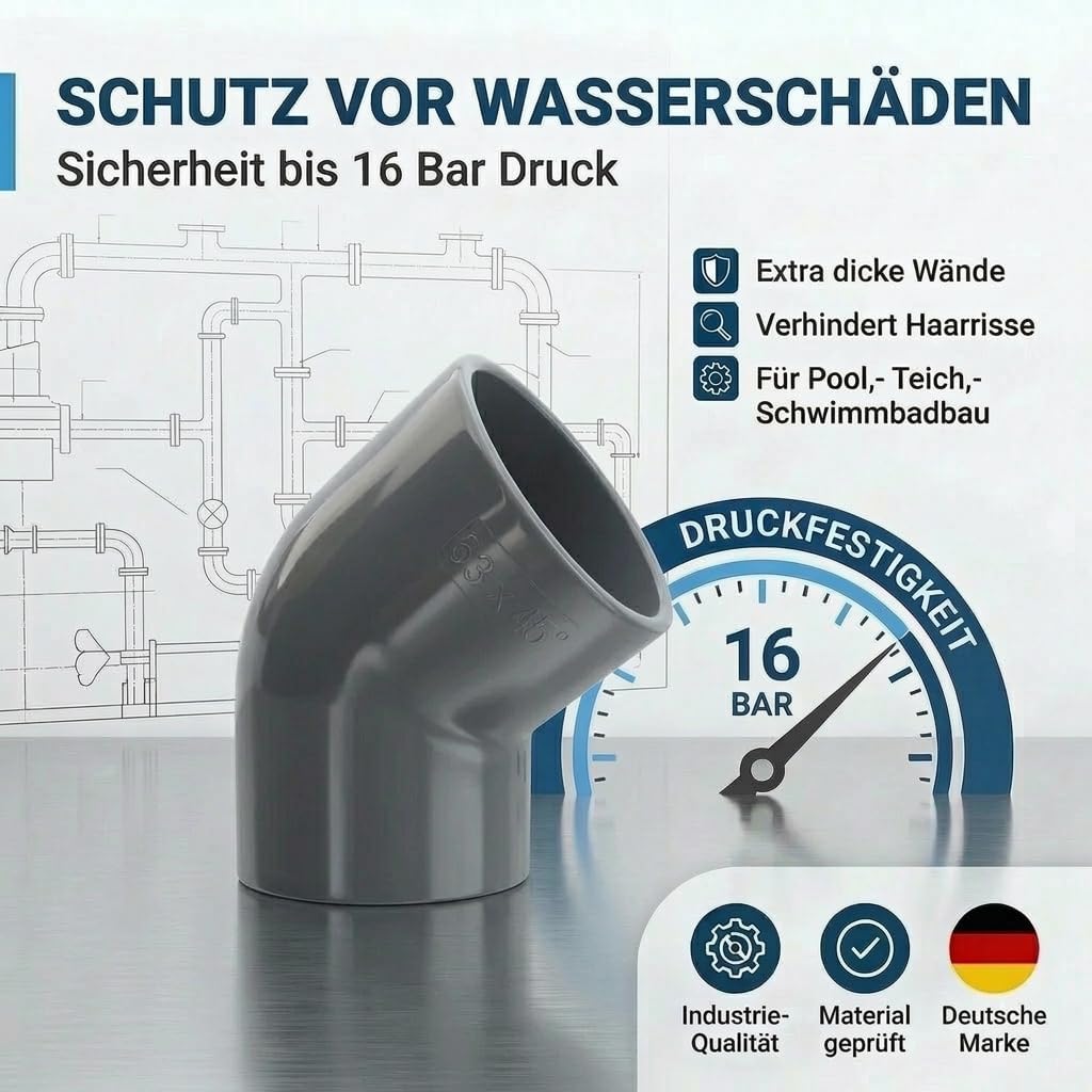 PVC Winkel 45 Grad 50mm 2er Set