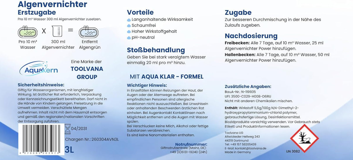 Algenvernichter 3-10 Liter | mit AQUA KLAR | gegen leichte Algenbildung