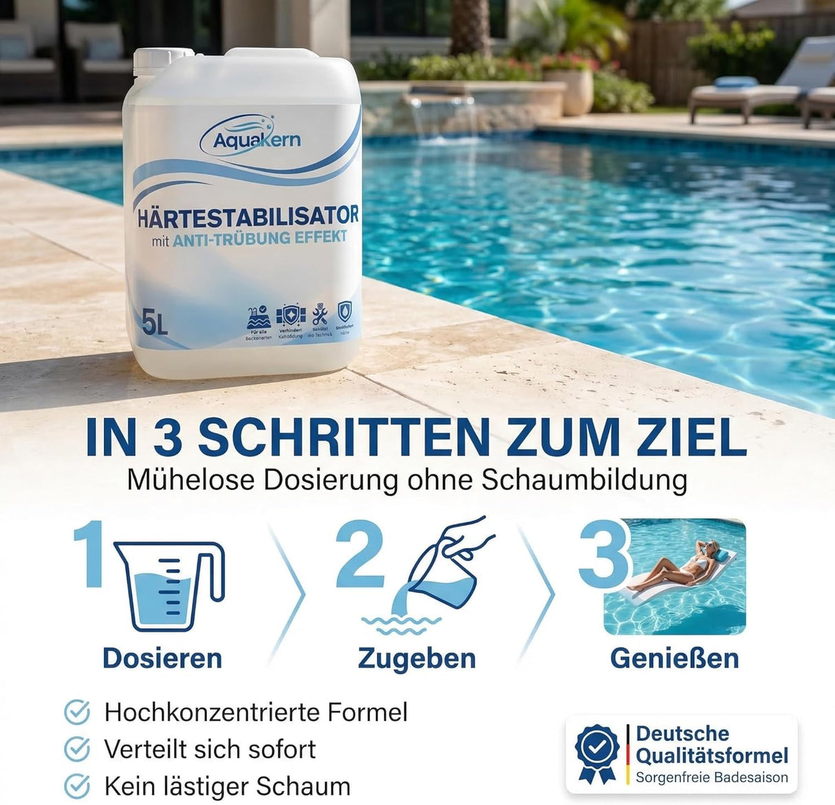 Härtestabilisator 3-10L | mit ANTI TRÜBUNGS EFFEKT | entfernt Kalkablagerungen im Pool