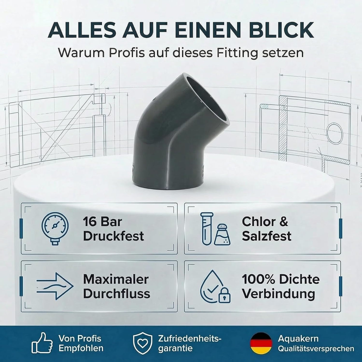 PVC Winkel 45 Grad 50mm 2er Set