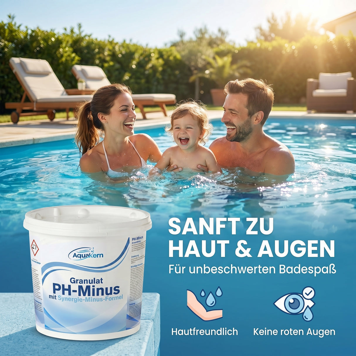 pH Minus Pool Granulat 3 - 7 KG – Synergie-Minus-Formel | pH Senker für Pool & Whirlpool | Made in Europe
