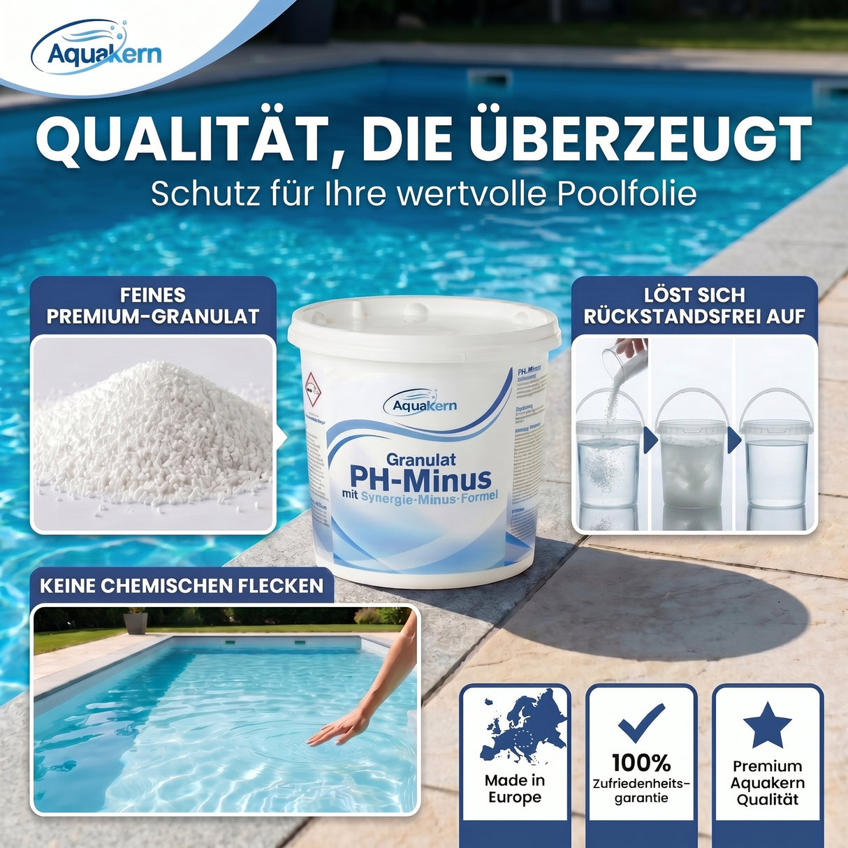 pH Minus Granulat in Pool dosieren pH Wert senken Poolchemie