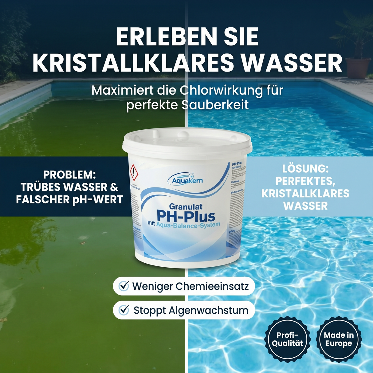 pH Plus Pool Granulat 3-5 KG – Aqua-Balance Formel | pH Heber für Pool & Whirlpool | Made in Europe