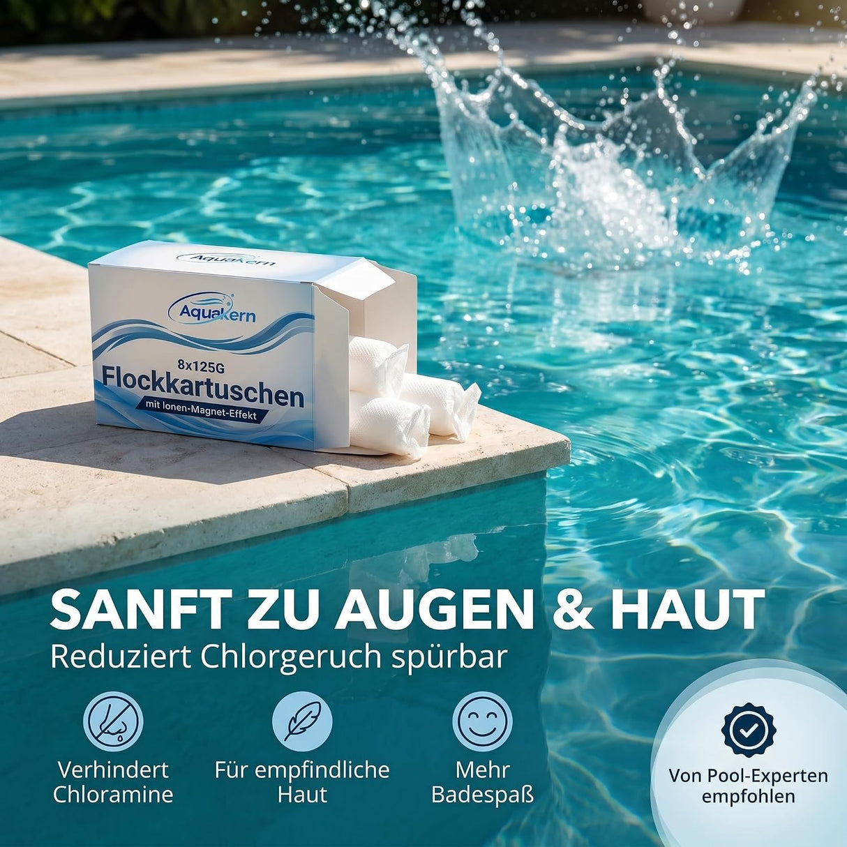 Flockkartuschen Power – IONEN-Magnet-Effekt | Flockmittel Pool gegen trübes Wasser | für Sandfilteranlagen | Made in Europe | 8 bis 96 Stück