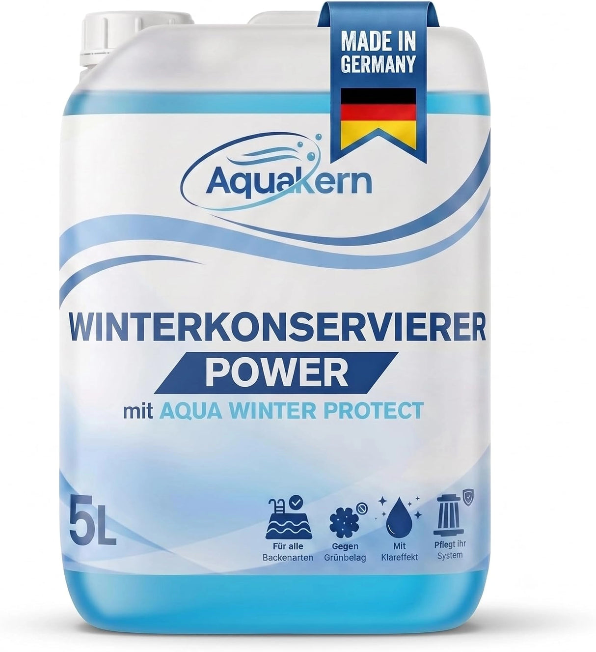 Aquakern Winterkonservierer Power – mit Aqua Winter Protect | Überwinterungsmittel gegen Algen, Kalk & Schmutz | pH-neutral | 1, 3, 5 oder 10 Liter