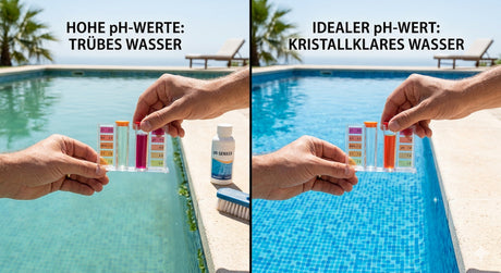 pH-Wert Pool messen mit Teststreifen –  Aquakern pH Plus und pH Minus