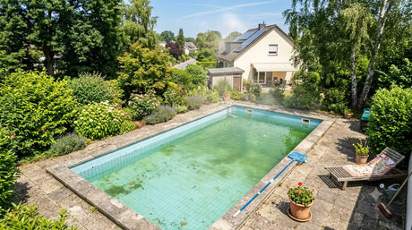 Grünlich-trübes Poolwasser bei Sommerhitze trotz Chlorung – Anzeichen für Chlorlock durch zu hohe Cyanursäure