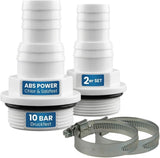 Schlauchtülle ABS 1 1/2 Zoll x 32-38 mm 2er Set mit Schlauchschellen