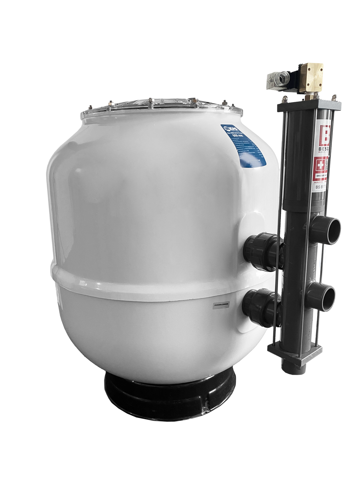 MIDA.Carbon Premium GFK Poolfilter mit Besgo Stangenventil – automatische Rückspülung | UV-resistent | 500 oder 600 mm wählbar