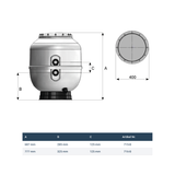 MIDA.Carbon Premium GFK Poolfilter mit Besgo Stangenventil – automatische Rückspülung | UV-resistent | 500 oder 600 mm wählbar