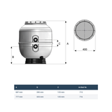 MIDA.Carbon Premium GFK Poolfilter mit 6-Wege-Ventil – UV-resistent | 500 oder 600 mm wählbar