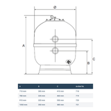 MIDA.Carbon GFK Poolfilter mit 6-Wege-Ventil – für Pools bis 150 m³ | 500–900 mm wählbar