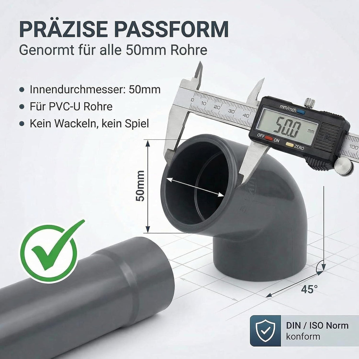 PVC Winkel 45 Grad 50mm 2er Set