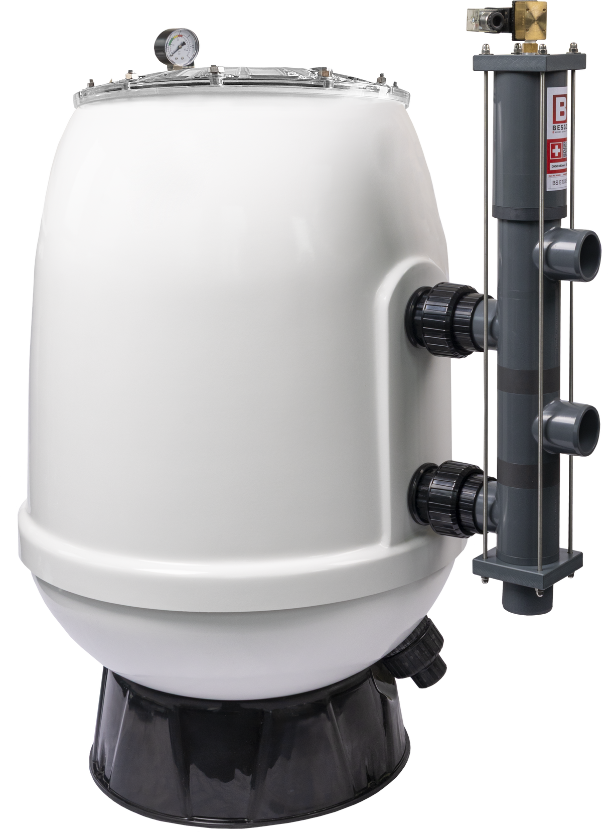MIDA.Calypso GFK Filterbehälter mit Besgo Stangenventil – automatische Rückspülung | 500–900 mm wählbar