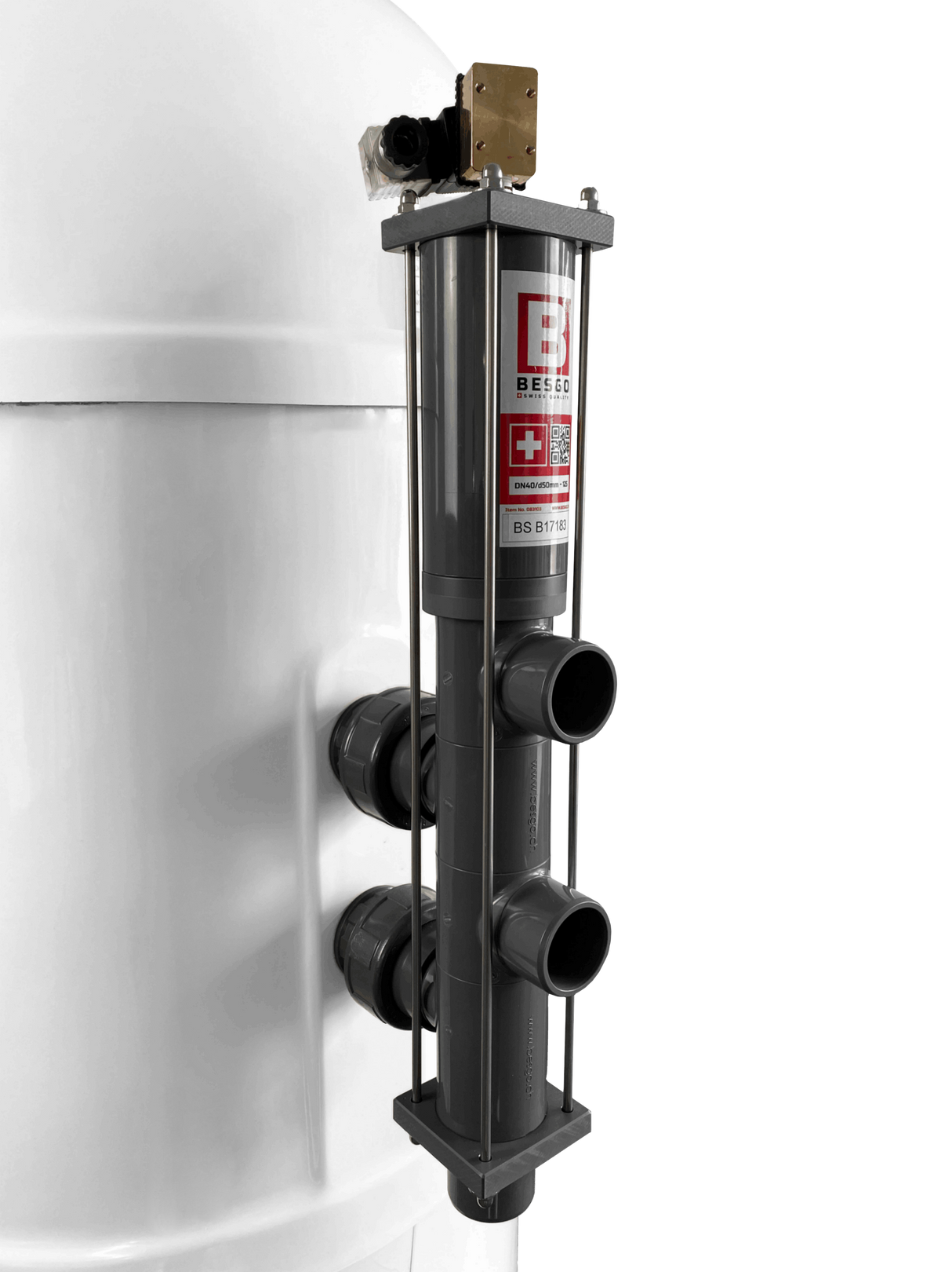 MIDA.Carbon Pro GFK Poolfilter mit Besgo Stangenventil – automatische Rückspülung | für Pools bis 175 m³