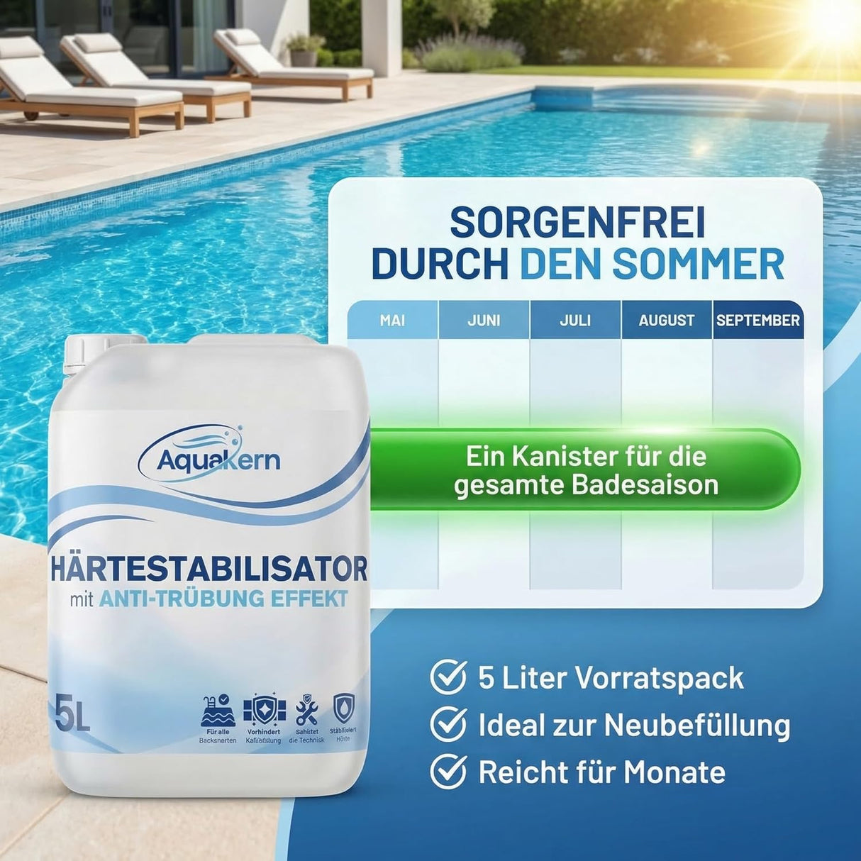 Härtestabilisator 3-10L | mit ANTI TRÜBUNGS EFFEKT | entfernt Kalkablagerungen im Pool