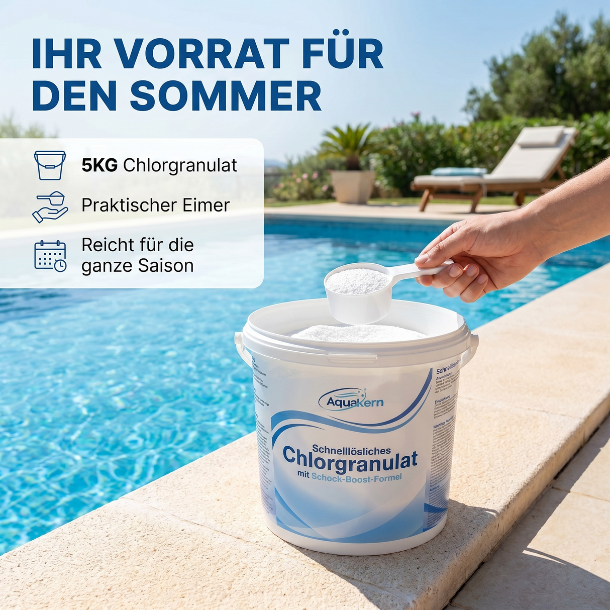 Chlorgranulat schnelllöslich 3-5KG | Schock-Boost-Formel | rückstandsfrei | UV-stabilisiert