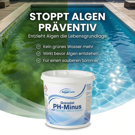 Kristallklares Poolwasser mit Aquakern pH Minus Made in Europe