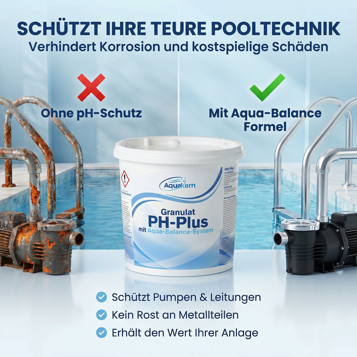 pH Plus Pool Granulat 3-5 KG – Aqua-Balance Formel | pH Heber für Pool & Whirlpool | Made in Europe