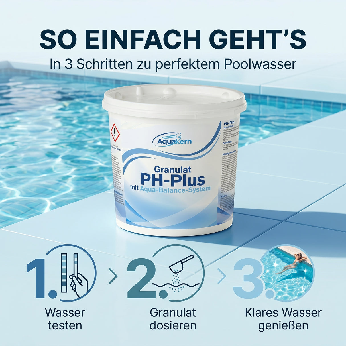 pH Plus Pool Granulat 3-5 KG – Aqua-Balance Formel | pH Heber für Pool & Whirlpool | Made in Europe