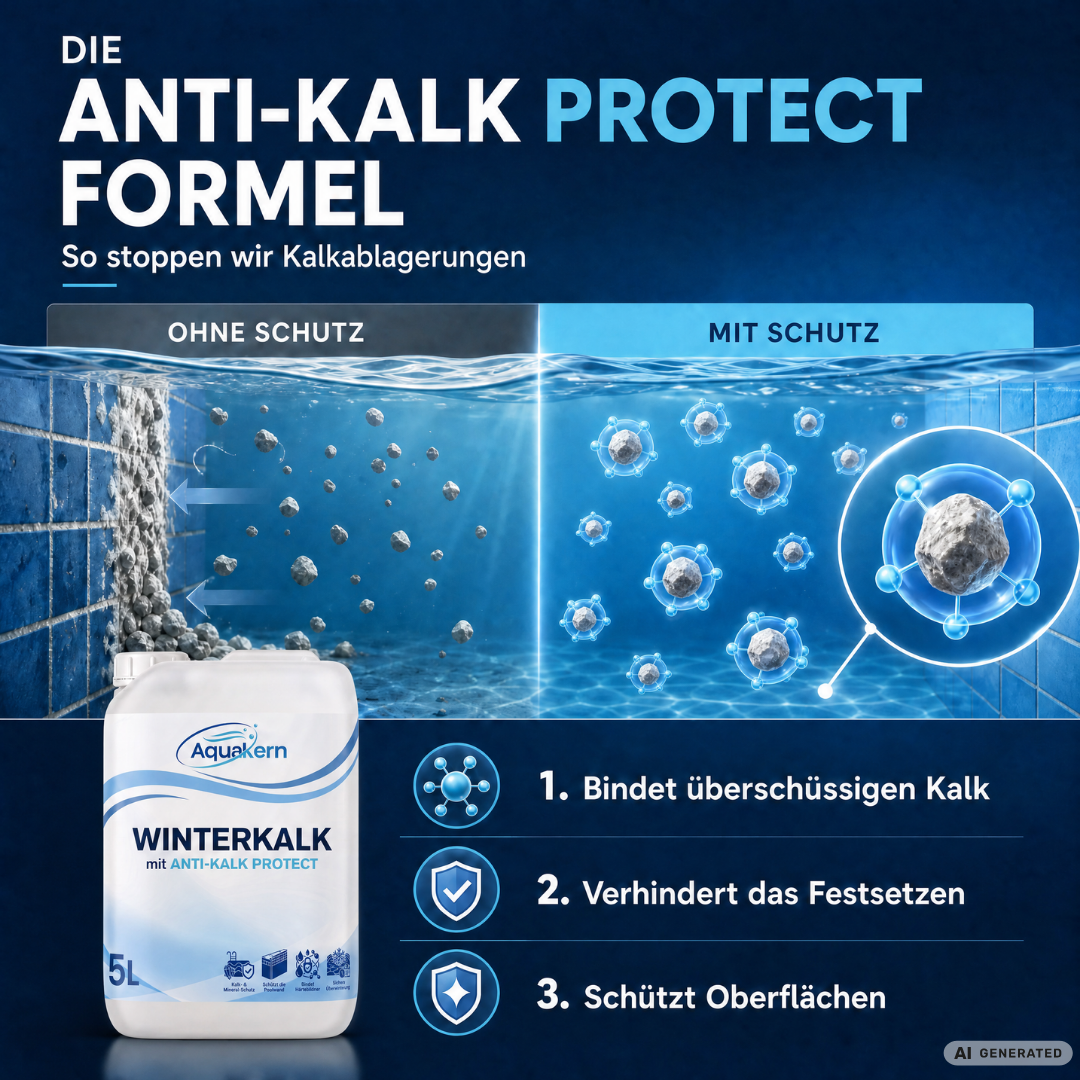 Aquakern Winterkalk – mit Kalk Komplex | Kalkschutz für die Pool-Überwinterung | verhindert Kalkränder & schützt die Technik | Made in Germany