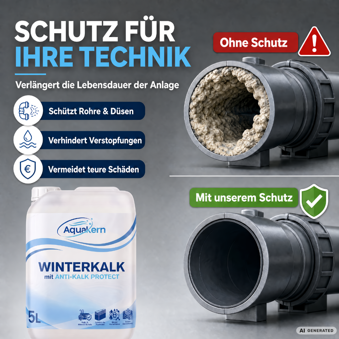 Aquakern Winterkalk – mit Kalk Komplex | Kalkschutz für die Pool-Überwinterung | verhindert Kalkränder & schützt die Technik | Made in Germany