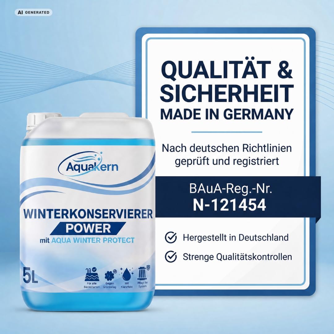 Aquakern Winterkonservierer Power – mit Aqua Winter Protect | Überwinterungsmittel gegen Algen, Kalk & Schmutz | pH-neutral | 1, 3, 5 oder 10 Liter