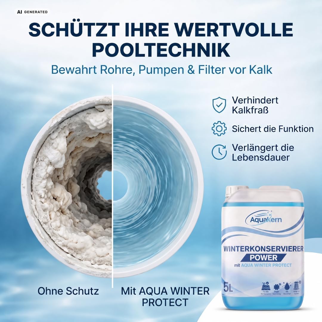 Aquakern Winterkonservierer Power – mit Aqua Winter Protect | Überwinterungsmittel gegen Algen, Kalk & Schmutz | pH-neutral | 1, 3, 5 oder 10 Liter