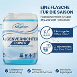 Aquakern Anti-Grün Set – Chlorgranulat 5 kg + Algenvernichter Power 5 L | Soforthilfe gegen grünes Poolwasser | für Schock- & Stoßchlorung