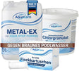 Aquakern Anti-Braun Set gegen braunes Poolwasser Metal-Ex Chlorgranulat Flockkartuschen