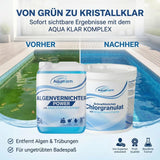 Grünes Poolwasser vorher nachher klar durch Schockchlorung Set