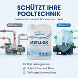 Aquakern Metal-Ex 5L schützt die Pooltechnik – Vergleich Poolpumpe mit und ohne Kalkschutz